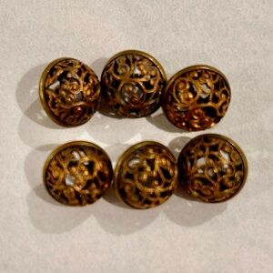 Antique Brevete SGDG Metal Floral Buttons France Europe Set of 6 Rare
